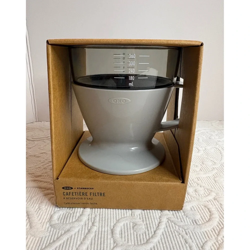 Starbucks OXO Pour-Over Coffee Maker with Water Tank Grey Single Serve New